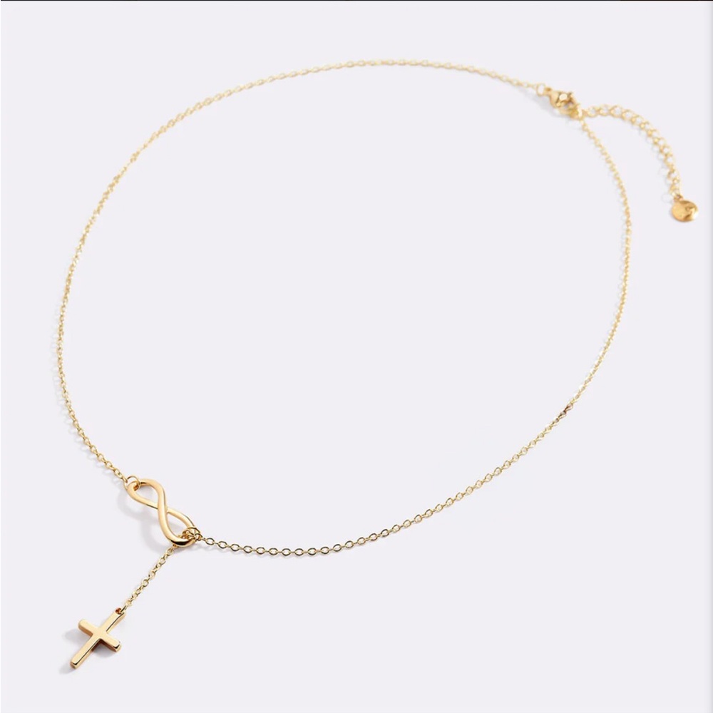Gold Infinity Cross Necklace - Picture 9 of 16
